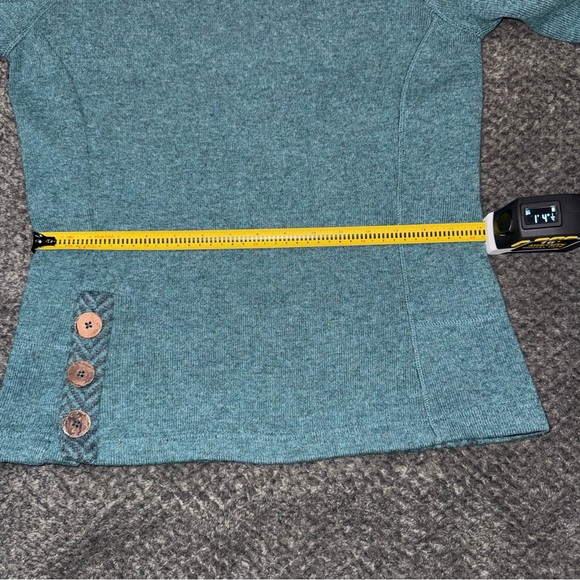 Prana Lucia Sweater Womens XS Teal Mock Neck Pullover Wool Blend Cabincore Boho - Picture 13 of 14